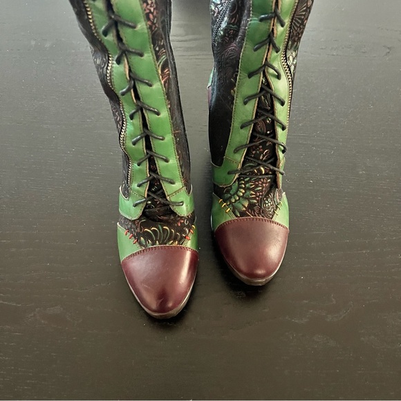 Stylish Green and Purple Women's Boots - Picture 2 of 6
